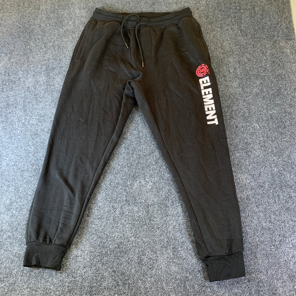 Element Jogger Sweatpants Mens Large Black Excellent Graphic Logo Skate Pants